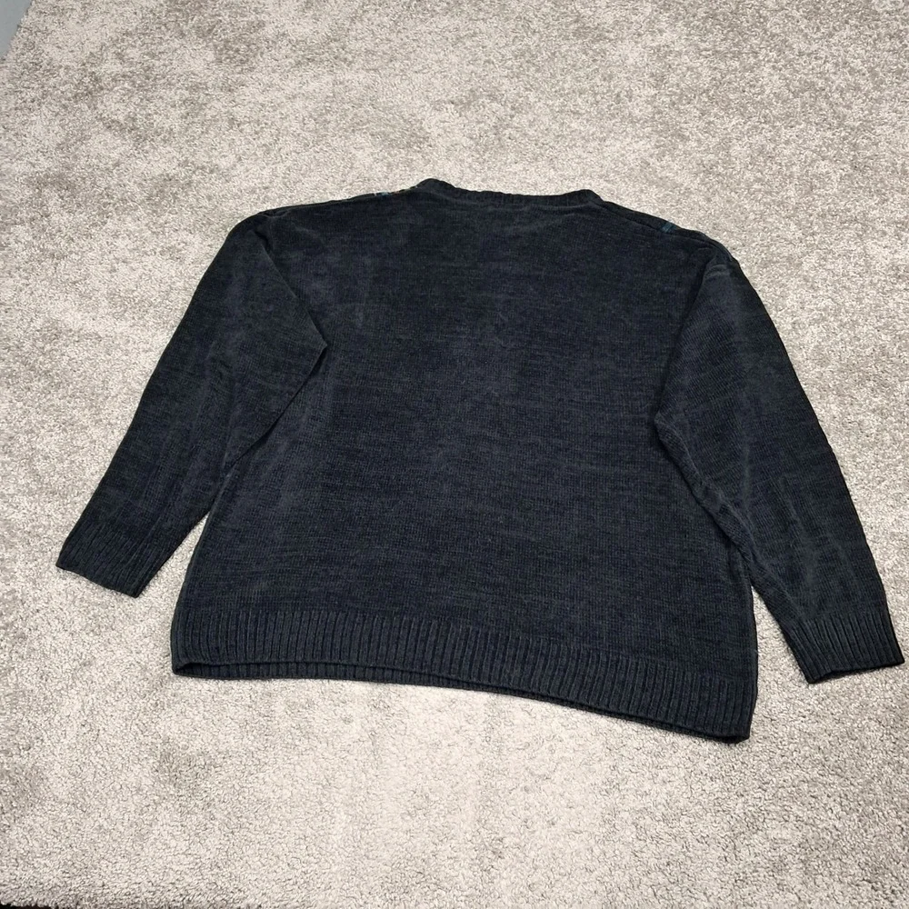 Dockers Mens XL Chenille‎ Knit Sweater Black Striped Crew Neck RN15610